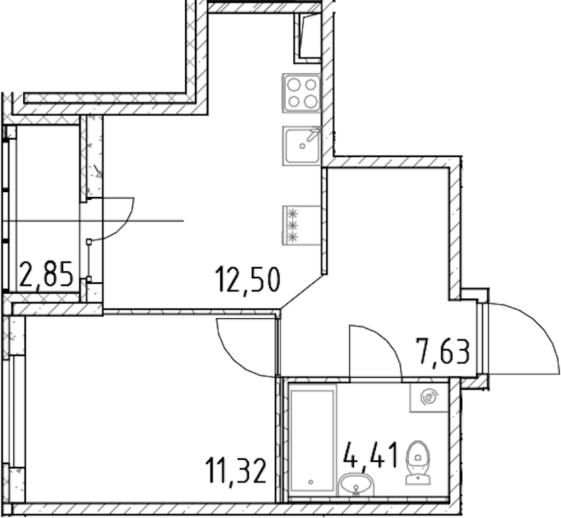 1-комнатная квартира 35.86 м², 12/18 эт., ЖК «Город Первых»